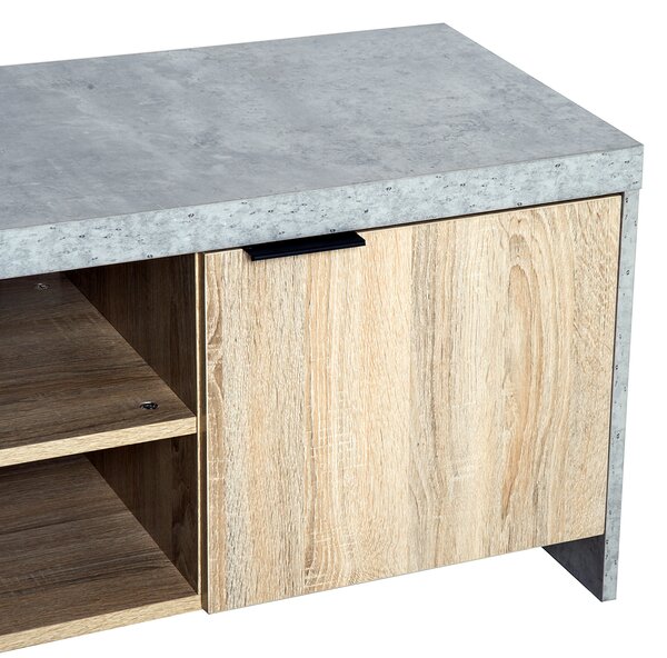 HOMCOM Wooden TV Unit 1.2M TV Stand Cabinet Home Media Center DVD CD Storage Unit Entertainment Station Living Room Furniture-Grey Aosom UK