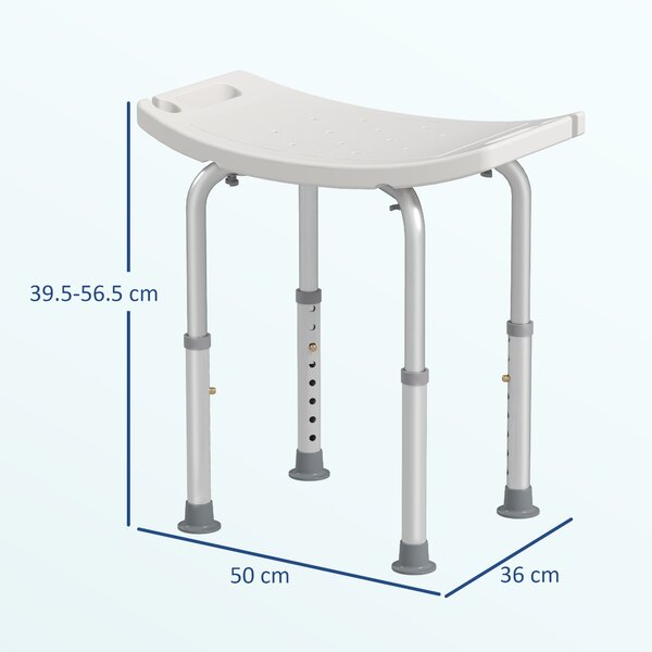 HOMCOM Portable Non-Slip Bathroom Stool Rectangular Adjustable Height Mobility Medical Grade Stabilized Shower Seat Aosom UK