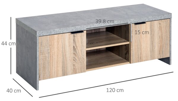 HOMCOM Wooden TV Unit 1.2M TV Stand Cabinet Home Media Center DVD CD Storage Unit Entertainment Station Living Room Furniture-Grey Aosom UK
