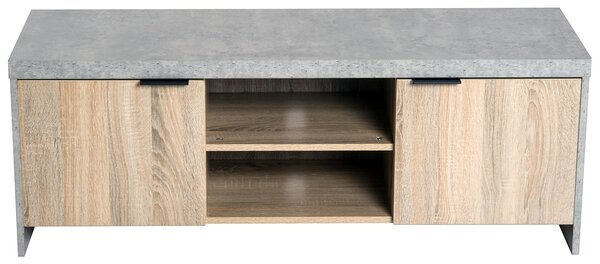 HOMCOM Wooden TV Unit 1.2M TV Stand Cabinet Home Media Center DVD CD Storage Unit Entertainment Station Living Room Furniture-Grey Aosom UK