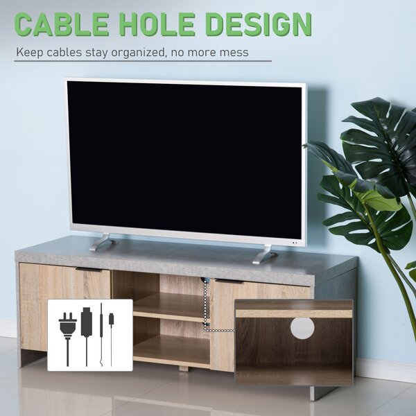 HOMCOM Wooden TV Unit 1.2M TV Stand Cabinet Home Media Center DVD CD Storage Unit Entertainment Station Living Room Furniture-Grey Aosom UK
