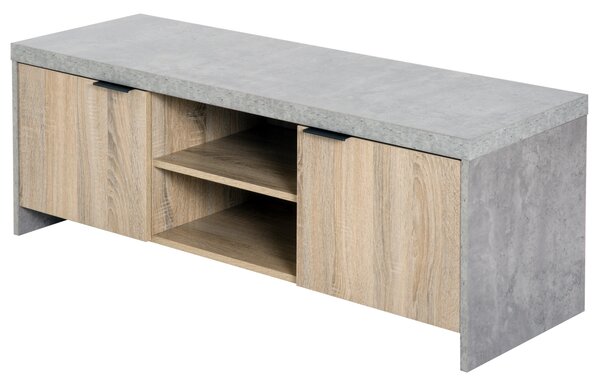 HOMCOM Wooden TV Unit 1.2M TV Stand Cabinet Home Media Center DVD CD Storage Unit Entertainment Station Living Room Furniture-Grey Aosom UK