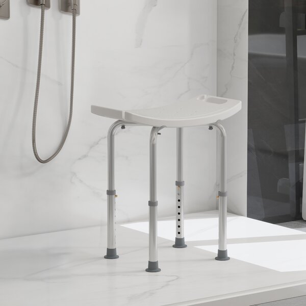 HOMCOM Portable Non-Slip Bathroom Stool Rectangular Adjustable Height Mobility Medical Grade Stabilized Shower Seat Aosom UK