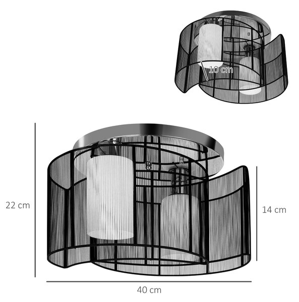 HOMCOM Metal Ceiling Lamp, Ceiling Light with Flush Metal Finish for Hallway, Dining Room, Living Room, Chandelier Aosom UK