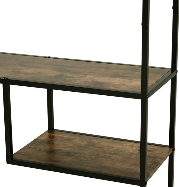 HOMCOM Wood Shelf Bookcase Industrial Style Stand 6-Staggered Shelf Living Room Display Rack Organiser Aosom UK
