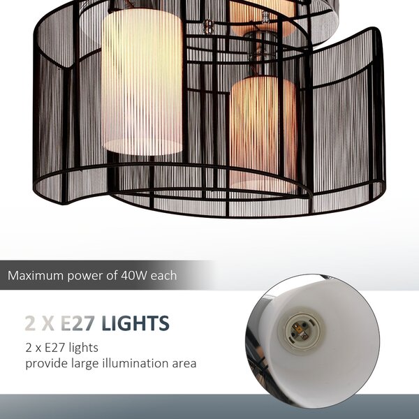 HOMCOM Metal Ceiling Lamp, Ceiling Light with Flush Metal Finish for Hallway, Dining Room, Living Room, Chandelier Aosom UK