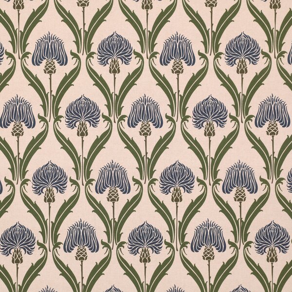 ANTE DECOR Highland Thistle Digital Print Fabric Cream Blue