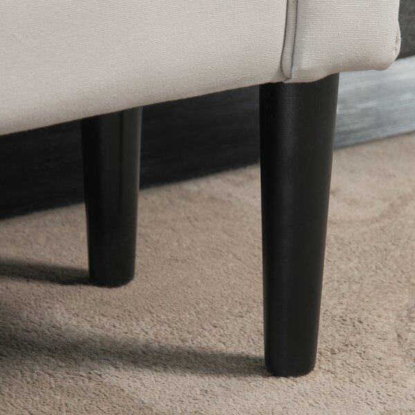 HOMCOM Small Linen Upholstered Ottoman Bench with Rolled Arm End, Elegant Wooden Legs, Compact Design, Grey Aosom UK
