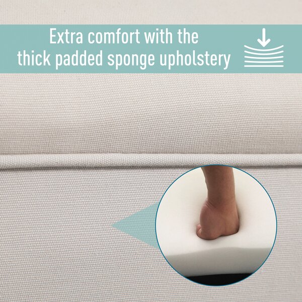 HOMCOM Small Linen Upholstered Ottoman Bench with Rolled Arm End, Elegant Wooden Legs, Compact Design, Grey Aosom UK