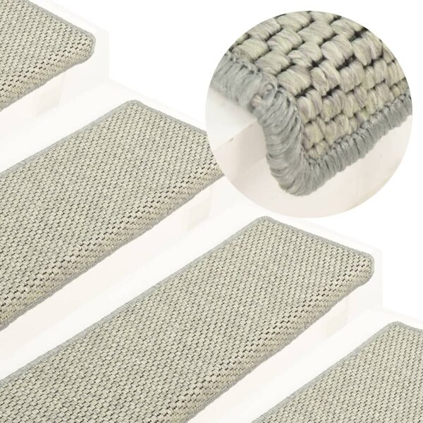 Stair Mats Self-adhesive Sisal-Look 15 pcs 65x21x4 cm Grey