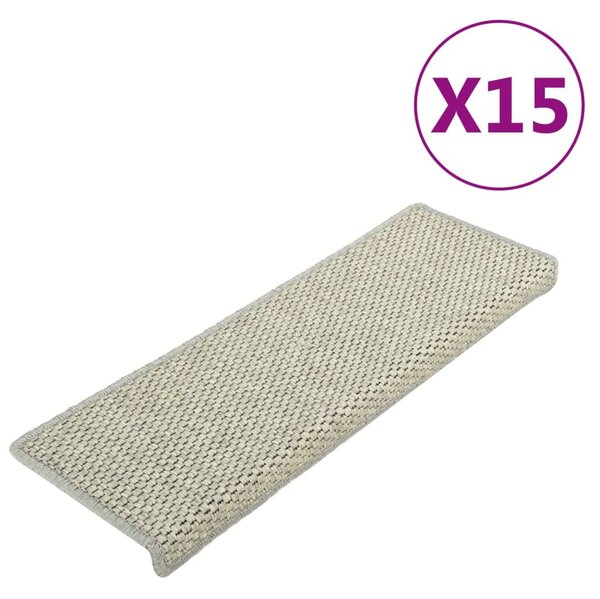 Stair Mats Self-adhesive Sisal-Look 15 pcs 65x21x4 cm Grey