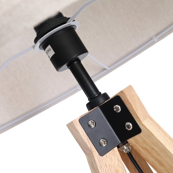 HOMCOM Floor Standing Lamp, Floor Lights with Cylinder Shaped Linen lampshade, Tripod-Style Wooden Base, Brown and Beige Aosom UK