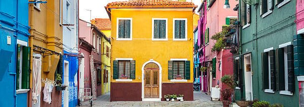 Photography Panoramic of the colorful houses of Burano, Venice, Matteo Colombo
