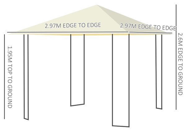 Outsunny 3x3m Garden Gazebo, Metal Frame, Water-resistant PE Canopy, Ideal for Parties & BBQs, Cream Aosom UK