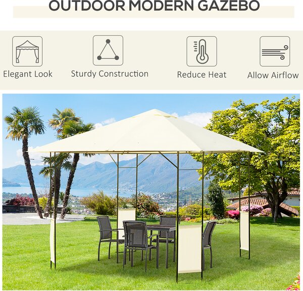 Outsunny 3x3m Garden Gazebo, Metal Frame, Water-resistant PE Canopy, Ideal for Parties & BBQs, Cream Aosom UK