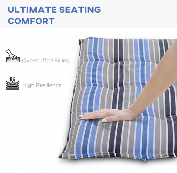 Outsunny Outdoor Bench Swing Chair Cushion Seat Pad Mat Replacement for 2-3 Seater, Garden Patio, 120L x 50W x 5T cm, Blue Stripes