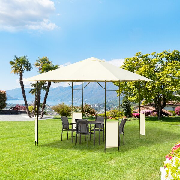 Outsunny 3x3m Garden Gazebo, Metal Frame, Water-resistant PE Canopy, Ideal for Parties & BBQs, Cream Aosom UK