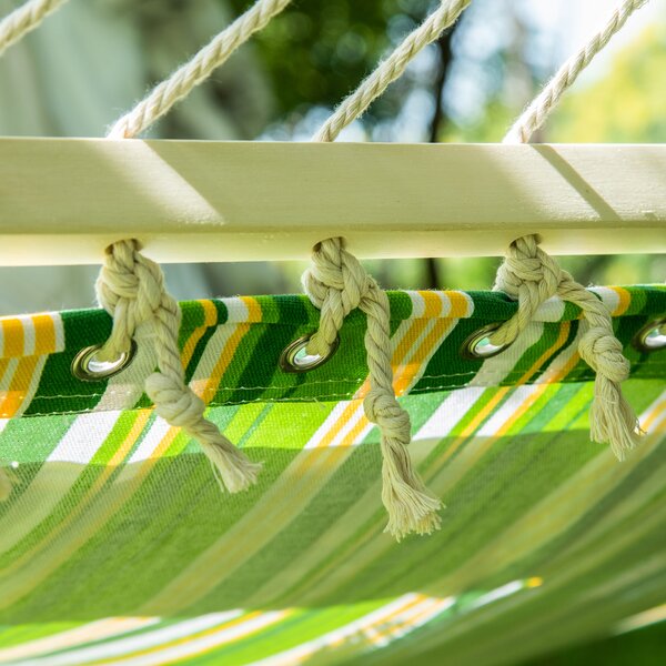 Outsunny Striped Hammock with Pillow, Outdoor Garden Camping Swing Bed, 188L x 140W cm, Blue and White Stripe Aosom UK