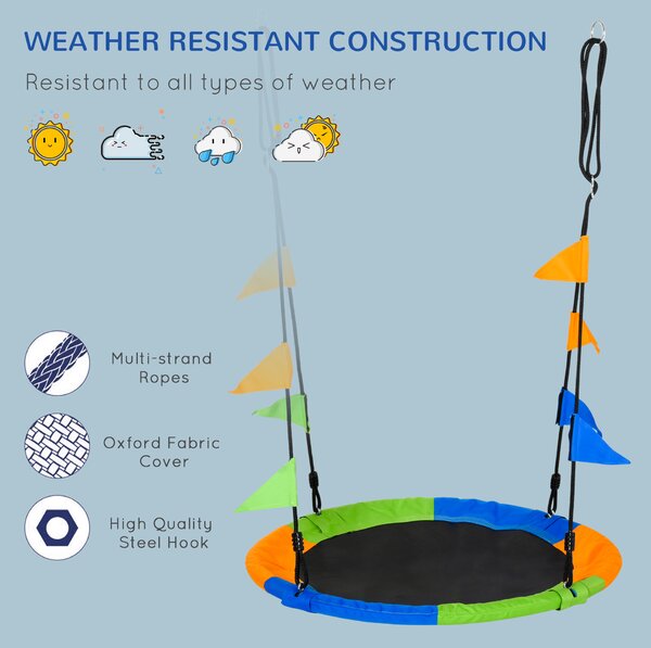 Outsunny Kids' Tree Swing: Adjustable Rope & Waterproof Seat on Steel Frame for Backyard Play, Green Aosom UK