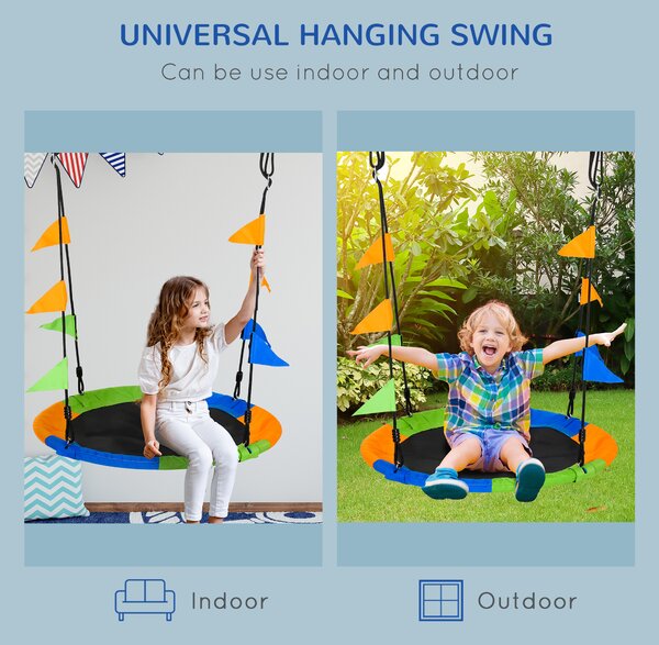 Outsunny Kids' Tree Swing: Adjustable Rope & Waterproof Seat on Steel Frame for Backyard Play, Green Aosom UK