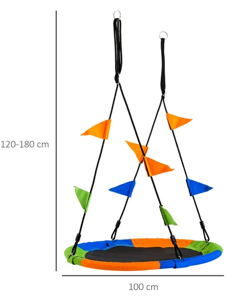 Outsunny Kids' Tree Swing: Adjustable Rope & Waterproof Seat on Steel Frame for Backyard Play, Green Aosom UK