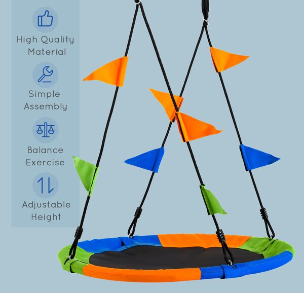 Outsunny Kids' Tree Swing: Adjustable Rope & Waterproof Seat on Steel Frame for Backyard Play, Green Aosom UK