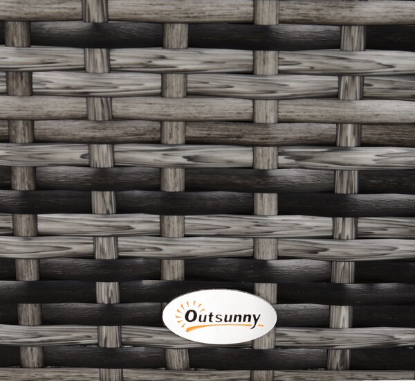 Outsunny Rattan Side Table Garden Furniture Patio Frame Tempered Glass New (Grey)