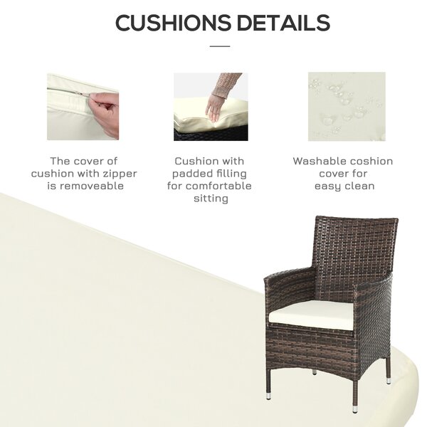 Outsunny 2 Seater Rattan Bistro Set Waterproof Rattan Furniture Bistro Set 3 PCs with Weave Companion Chair & Table Set - Brown Aosom UK