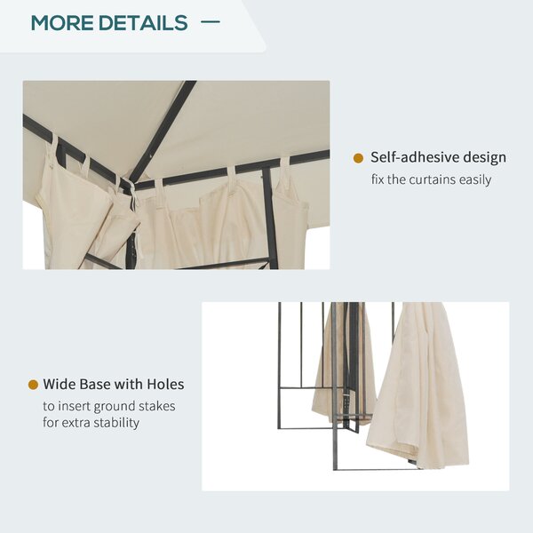 Outsunny 3 x 3 m Garden Metal Gazebo Marquee Patio Wedding Party Tent Canopy Shelter with Pavilion Sidewalls (Beige) Aosom UK