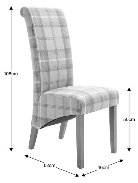 Set of 2 Chester Dining Chairs, Woven Check Fabric