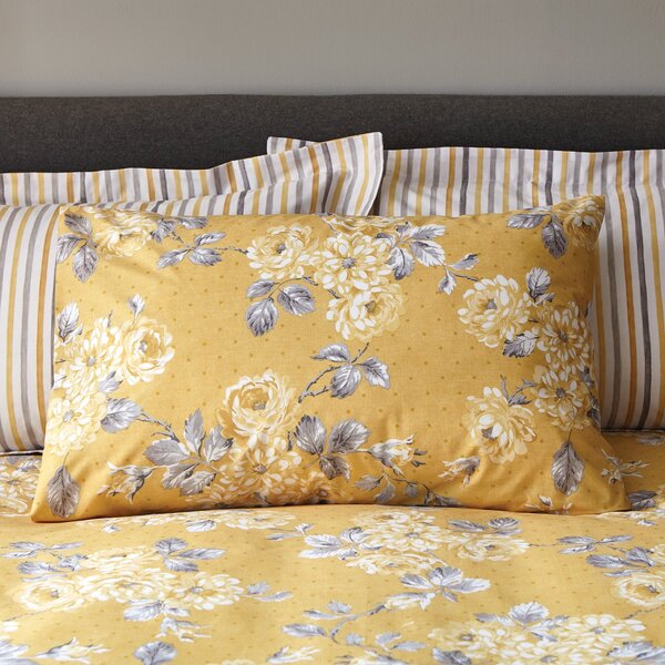 Ashbourne Ochre Reversible Duvet Cover and Pillowcase Set