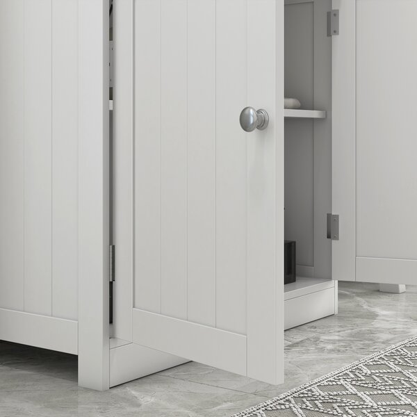 HOMCOM Under-Sink Vanity Unit: 2-Tier Bathroom Cabinet, Space-Saving Wooden Storage, Classic White Aosom UK