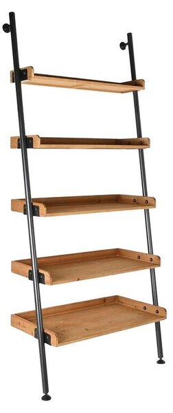 Shelves DKD Home Decor Fir Natural Black Metal 5 Shelves (86 x 45 x 200 cm)