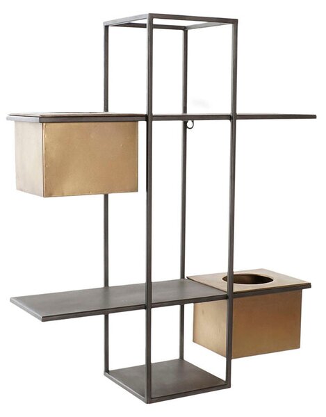 Shelves DKD Home Decor Black Metal Copper 2 Shelves (50 x 16 x 60 cm)