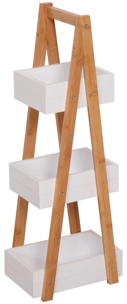 HOMCOM Freestanding 3 Tier A Frame Shower Caddy, Bathroom Storage Rack Shelf Organiser, Water-Resistant, White Aosom UK