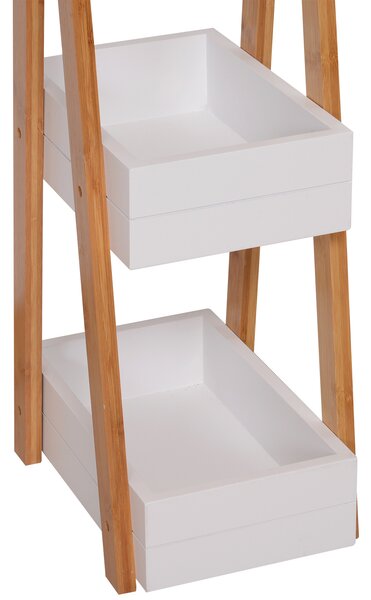 HOMCOM Freestanding 3 Tier A Frame Shower Caddy, Bathroom Storage Rack Shelf Organiser, Water-Resistant, White Aosom UK