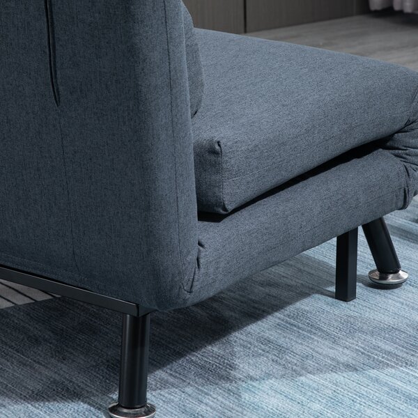HOMCOM Single Sofa Bed Sleeper Chair, Foldable Fabric Guest Bed with Pillow, Space-Saving Lounge Couch, Dark Grey Aosom UK
