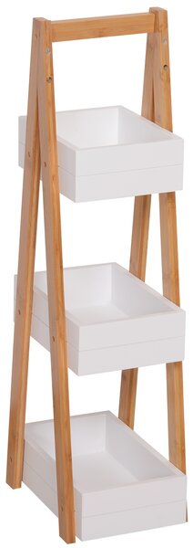 HOMCOM Freestanding 3 Tier A Frame Shower Caddy, Bathroom Storage Rack Shelf Organiser, Water-Resistant, White Aosom UK