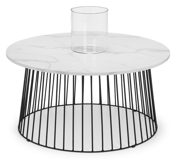 Broadway Round Coffee Table, White Faux Marble