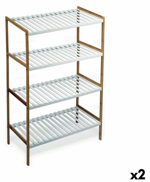 Shelves Confortime White Brown 4 Shelves Bamboo 70 x 35 x 100 cm (2 Units)