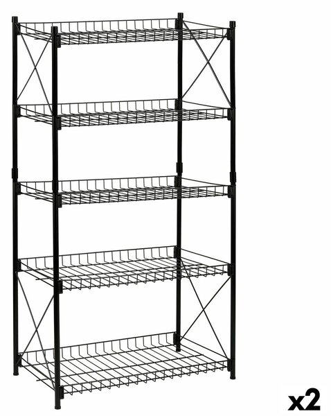 Shelves Confortime Metal Black 52 x 34 x 110 cm (2 Units)