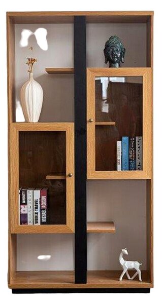 Shelves Romimex Black Natural Metal MDF Wood 202 x 107 x 47 cm