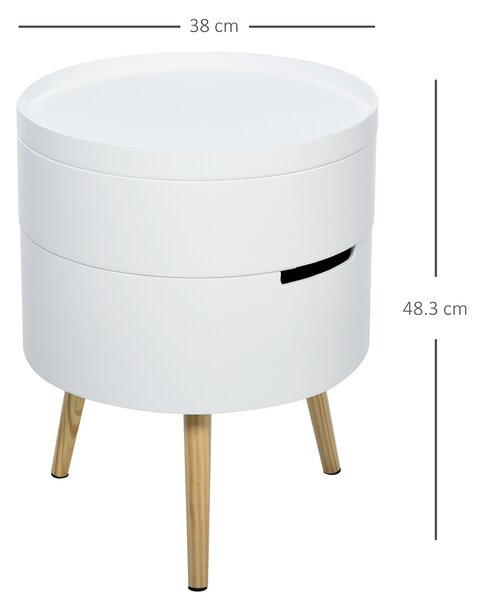 HOMCOM 3-Part Rotating Coffee Table, Side End Desk, Night Stand with Storage Organiser, Detachable Tray, White. Aosom UK