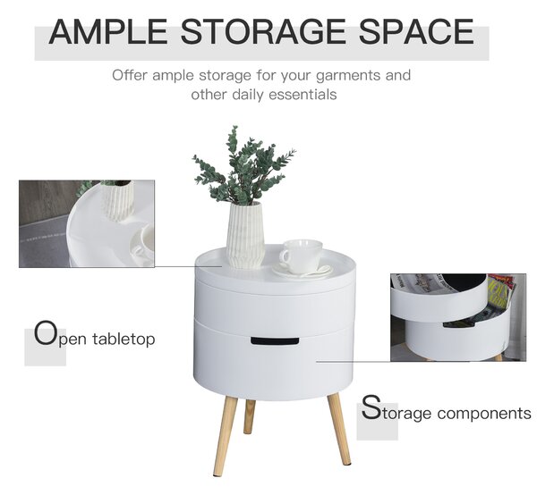 HOMCOM 3-Part Rotating Coffee Table, Side End Desk, Night Stand with Storage Organiser, Detachable Tray, White. Aosom UK