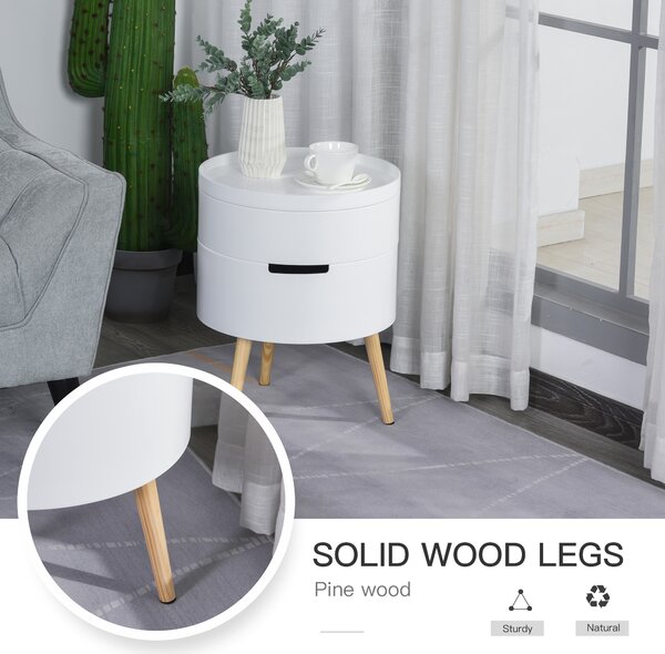 HOMCOM 3-Part Rotating Coffee Table, Side End Desk, Night Stand with Storage Organiser, Detachable Tray, White. Aosom UK