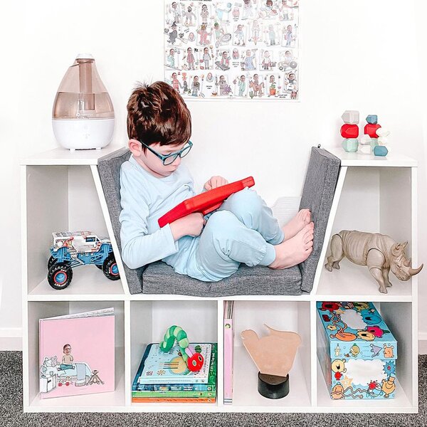 HOMCOM Cosy Reading Nook: Cushioned Bookcase Seat, Storage Sideboard for Kids' Bedrooms & Lounges, Pristine White Aosom UK