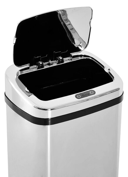 HOMCOM 50L Infrared Touchless Automatic Motion Sensor Dustbin, Stainless Steel Trash Can for Home & Office, Modern Design Aosom UK
