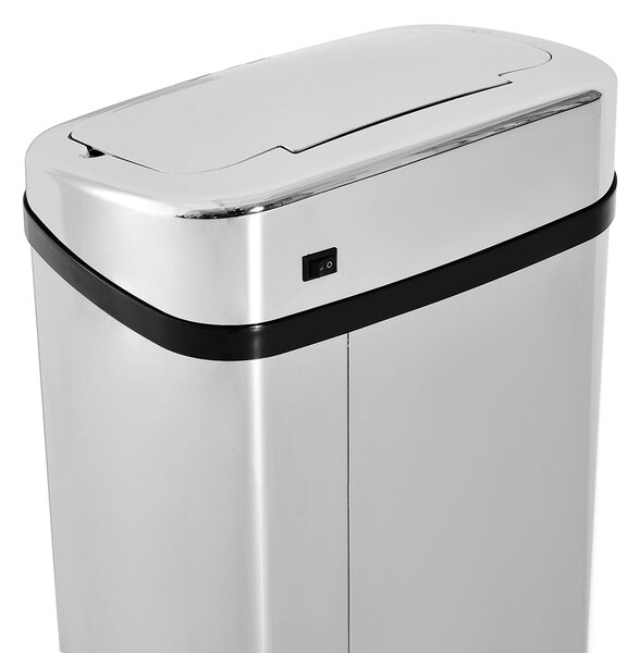 HOMCOM 50L Infrared Touchless Automatic Motion Sensor Dustbin, Stainless Steel Trash Can for Home & Office, Modern Design Aosom UK