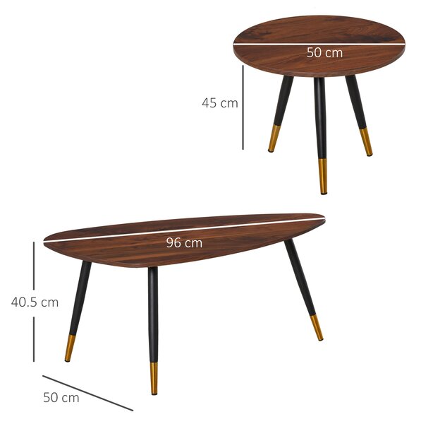 HOMCOM Vintage Nesting Tables, Set of 2, Triangle Side Tables, Decorative Occasional Stand, Tea Table for Living Room, Home Office Aosom UK