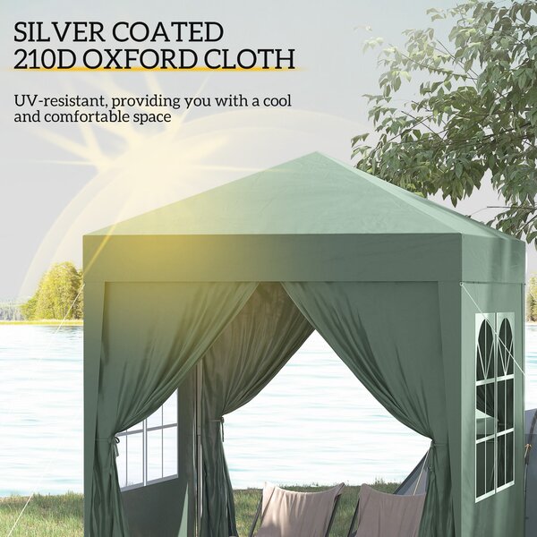 Outsunny 2 x 2m Pop Up Gazebo with Sides, Waterproof Pop Up Canopy for Outdoor Gatherings, Parties and Events, Green Aosom UK